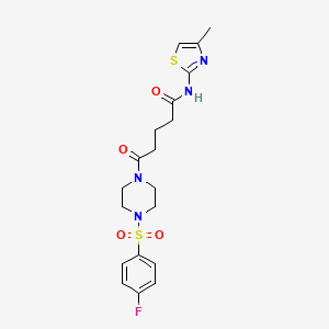 molecular formula C19H23FN4O4S2 B11009522 5-{4-[(4-fluorophenyl)sulfonyl]piperazin-1-yl}-N-[(2Z)-4-methyl-1,3-thiazol-2(3H)-ylidene]-5-oxopentanamide 