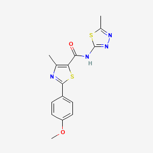 molecular formula C15H14N4O2S2 B11009523 2-(4-methoxyphenyl)-4-methyl-N-[(2E)-5-methyl-1,3,4-thiadiazol-2(3H)-ylidene]-1,3-thiazole-5-carboxamide 