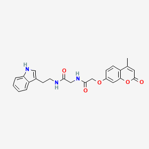 molecular formula C24H23N3O5 B11009533 N-[2-(1H-indol-3-yl)ethyl]-N~2~-{[(4-methyl-2-oxo-2H-chromen-7-yl)oxy]acetyl}glycinamide 