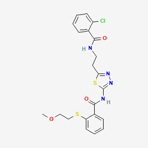 2-chloro-N-(2-{5-[({2-[(2-methoxyethyl)sulfanyl]phenyl}carbonyl)amino]-1,3,4-thiadiazol-2-yl}ethyl)benzamide