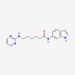 molecular formula C18H21N5O B11009574 N-(1H-indol-6-yl)-6-(pyrimidin-2-ylamino)hexanamide 