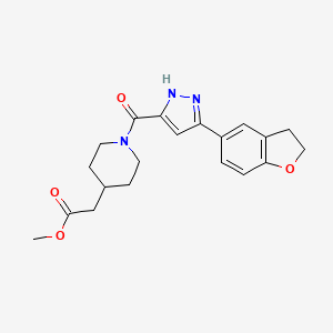 molecular formula C20H23N3O4 B11009584 methyl (1-{[5-(2,3-dihydro-1-benzofuran-5-yl)-1H-pyrazol-3-yl]carbonyl}piperidin-4-yl)acetate 