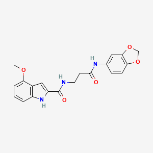 molecular formula C20H19N3O5 B11009602 N-[3-(1,3-benzodioxol-5-ylamino)-3-oxopropyl]-4-methoxy-1H-indole-2-carboxamide 