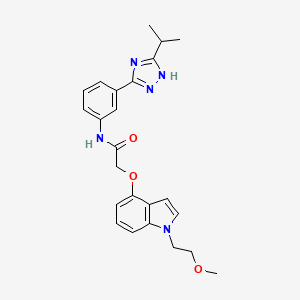 2-{[1-(2-methoxyethyl)-1H-indol-4-yl]oxy}-N-{3-[5-(propan-2-yl)-1H-1,2,4-triazol-3-yl]phenyl}acetamide