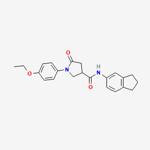 molecular formula C22H24N2O3 B11009648 N-(2,3-dihydro-1H-inden-5-yl)-1-(4-ethoxyphenyl)-5-oxopyrrolidine-3-carboxamide 