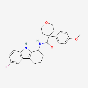 molecular formula C25H27FN2O3 B11009703 N-(6-fluoro-2,3,4,9-tetrahydro-1H-carbazol-1-yl)-4-(4-methoxyphenyl)tetrahydro-2H-pyran-4-carboxamide 