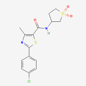 molecular formula C15H15ClN2O3S2 B11009708 2-(4-chlorophenyl)-N-(1,1-dioxidotetrahydrothiophen-3-yl)-4-methyl-1,3-thiazole-5-carboxamide 