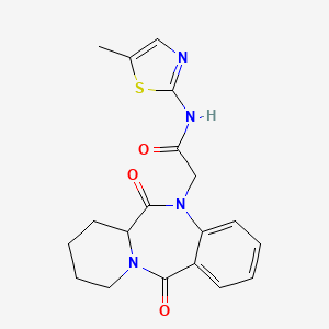 molecular formula C19H20N4O3S B11009710 2-(6,12-dioxo-6,6a,7,8,9,10-hexahydropyrido[2,1-c][1,4]benzodiazepin-5(12H)-yl)-N-(5-methyl-1,3-thiazol-2-yl)acetamide 