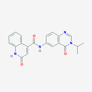 molecular formula C21H18N4O3 B11009726 2-hydroxy-N-[4-oxo-3-(propan-2-yl)-3,4-dihydroquinazolin-6-yl]quinoline-4-carboxamide 