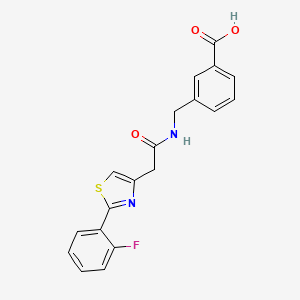 molecular formula C19H15FN2O3S B11009728 3-[({[2-(2-Fluorophenyl)-1,3-thiazol-4-yl]acetyl}amino)methyl]benzoic acid 