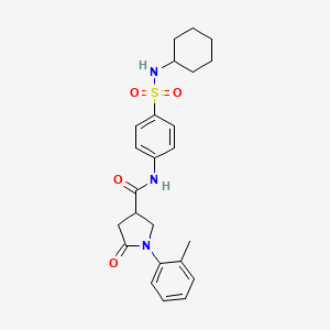 molecular formula C24H29N3O4S B11009756 N-[4-(cyclohexylsulfamoyl)phenyl]-1-(2-methylphenyl)-5-oxopyrrolidine-3-carboxamide 