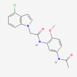 molecular formula C19H18ClN3O3 B11009776 N-[5-(acetylamino)-2-methoxyphenyl]-2-(4-chloro-1H-indol-1-yl)acetamide 