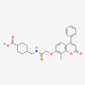 molecular formula C26H27NO6 B11009782 trans-4-[({[(8-methyl-2-oxo-4-phenyl-2H-chromen-7-yl)oxy]acetyl}amino)methyl]cyclohexanecarboxylic acid 