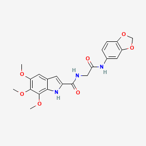 molecular formula C21H21N3O7 B11009797 N-[2-(1,3-benzodioxol-5-ylamino)-2-oxoethyl]-5,6,7-trimethoxy-1H-indole-2-carboxamide 