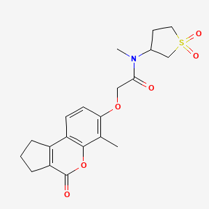 molecular formula C20H23NO6S B11009803 N-(1,1-dioxidotetrahydrothiophen-3-yl)-N-methyl-2-((6-methyl-4-oxo-1,2,3,4-tetrahydrocyclopenta[c]chromen-7-yl)oxy)acetamide 