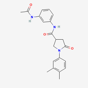 molecular formula C21H23N3O3 B11009920 N-[3-(acetylamino)phenyl]-1-(3,4-dimethylphenyl)-5-oxopyrrolidine-3-carboxamide 