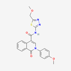 molecular formula C21H18N4O4S B11009921 N-(5-(methoxymethyl)-1,3,4-thiadiazol-2-yl)-2-(4-methoxyphenyl)-1-oxo-1,2-dihydroisoquinoline-4-carboxamide 