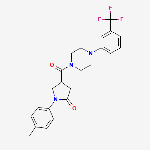 molecular formula C23H24F3N3O2 B11009933 1-(4-Methylphenyl)-4-({4-[3-(trifluoromethyl)phenyl]piperazin-1-yl}carbonyl)pyrrolidin-2-one 