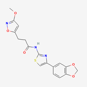 N-(4-(benzo[d][1,3]dioxol-5-yl)thiazol-2-yl)-3-(3-methoxyisoxazol-5-yl)propanamide