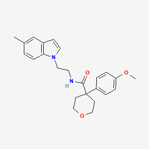 molecular formula C24H28N2O3 B11010095 4-(4-methoxyphenyl)-N-[2-(5-methyl-1H-indol-1-yl)ethyl]tetrahydro-2H-pyran-4-carboxamide 