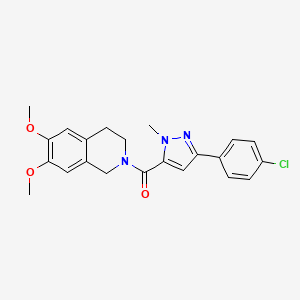 molecular formula C22H22ClN3O3 B11010123 [3-(4-chlorophenyl)-1-methyl-1H-pyrazol-5-yl](6,7-dimethoxy-3,4-dihydroisoquinolin-2(1H)-yl)methanone 