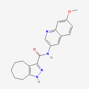 molecular formula C19H20N4O2 B11010133 N-(7-methoxyquinolin-3-yl)-2,4,5,6,7,8-hexahydrocyclohepta[c]pyrazole-3-carboxamide 