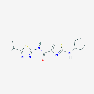 molecular formula C14H19N5OS2 B11010153 2-(cyclopentylamino)-N-[(2E)-5-(propan-2-yl)-1,3,4-thiadiazol-2(3H)-ylidene]-1,3-thiazole-4-carboxamide 