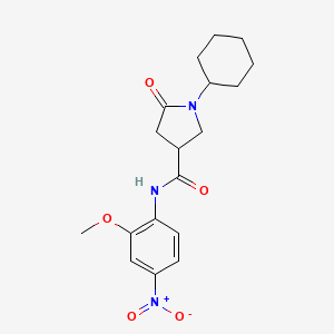 molecular formula C18H23N3O5 B11010167 1-cyclohexyl-N-(2-methoxy-4-nitrophenyl)-5-oxopyrrolidine-3-carboxamide 