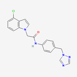 molecular formula C19H16ClN5O B11010178 2-(4-chloro-1H-indol-1-yl)-N-[4-(1H-1,2,4-triazol-1-ylmethyl)phenyl]acetamide 