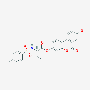 molecular formula C27H27NO7S B11010184 (8-methoxy-4-methyl-6-oxobenzo[c]chromen-3-yl) 2-[(4-methylphenyl)sulfonylamino]pentanoate 