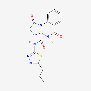 molecular formula C18H19N5O3S B11010235 4-methyl-1,5-dioxo-N-(5-propyl-1,3,4-thiadiazol-2-yl)-2,3,4,5-tetrahydropyrrolo[1,2-a]quinazoline-3a(1H)-carboxamide CAS No. 1236267-10-9