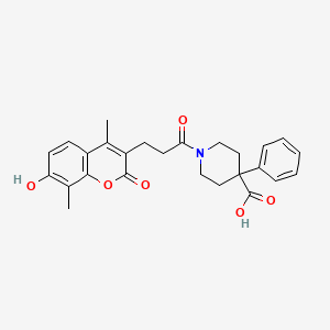 molecular formula C26H27NO6 B11010240 1-[3-(7-hydroxy-4,8-dimethyl-2-oxo-2H-chromen-3-yl)propanoyl]-4-phenylpiperidine-4-carboxylic acid 