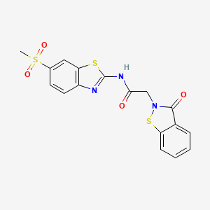 N-[(2Z)-6-(methylsulfonyl)-1,3-benzothiazol-2(3H)-ylidene]-2-(3-oxo-1,2-benzothiazol-2(3H)-yl)acetamide