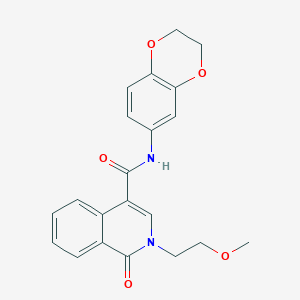 molecular formula C21H20N2O5 B11010311 N-(2,3-dihydro-1,4-benzodioxin-6-yl)-2-(2-methoxyethyl)-1-oxo-1,2-dihydroisoquinoline-4-carboxamide 