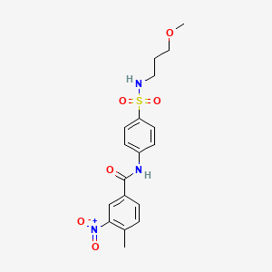 molecular formula C18H21N3O6S B11010399 N-{4-[(3-methoxypropyl)sulfamoyl]phenyl}-4-methyl-3-nitrobenzamide 