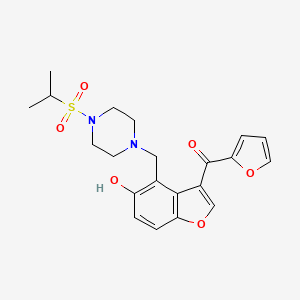 molecular formula C21H24N2O6S B11010406 Furan-2-yl(5-hydroxy-4-{[4-(propan-2-ylsulfonyl)piperazin-1-yl]methyl}-1-benzofuran-3-yl)methanone 