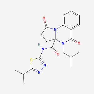 4-(2-methylpropyl)-1,5-dioxo-N-[(2Z)-5-(propan-2-yl)-1,3,4-thiadiazol-2(3H)-ylidene]-2,3,4,5-tetrahydropyrrolo[1,2-a]quinazoline-3a(1H)-carboxamide