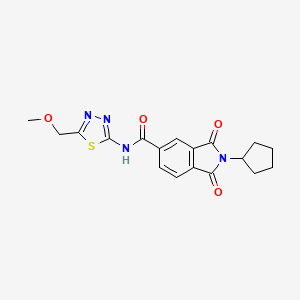 molecular formula C18H18N4O4S B11010503 2-cyclopentyl-N-[(2E)-5-(methoxymethyl)-1,3,4-thiadiazol-2(3H)-ylidene]-1,3-dioxo-2,3-dihydro-1H-isoindole-5-carboxamide 