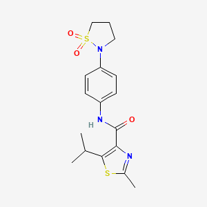 N-[4-(1,1-dioxido-1,2-thiazolidin-2-yl)phenyl]-2-methyl-5-(propan-2-yl)-1,3-thiazole-4-carboxamide