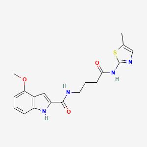 molecular formula C18H20N4O3S B11010568 4-methoxy-N-{4-[(5-methyl-1,3-thiazol-2-yl)amino]-4-oxobutyl}-1H-indole-2-carboxamide 