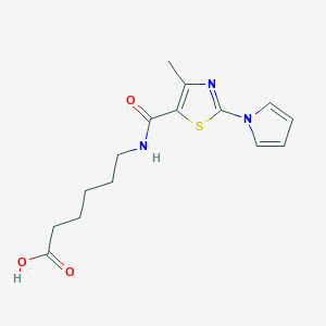 molecular formula C15H19N3O3S B11010596 6-({[4-methyl-2-(1H-pyrrol-1-yl)-1,3-thiazol-5-yl]carbonyl}amino)hexanoic acid 