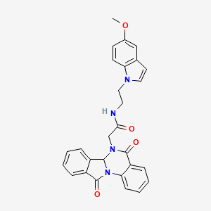 molecular formula C28H24N4O4 B11010633 2-(5,11-dioxo-6a,11-dihydroisoindolo[2,1-a]quinazolin-6(5H)-yl)-N-[2-(5-methoxy-1H-indol-1-yl)ethyl]acetamide 