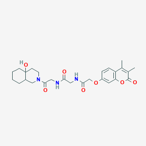 molecular formula C26H33N3O7 B11010634 2-[(3,4-dimethyl-2-oxo-2H-chromen-7-yl)oxy]-N-(2-{[2-(4a-hydroxyoctahydroisoquinolin-2(1H)-yl)-2-oxoethyl]amino}-2-oxoethyl)acetamide 