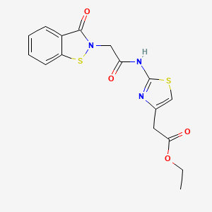 ethyl (2-{[(3-oxo-1,2-benzothiazol-2(3H)-yl)acetyl]amino}-1,3-thiazol-4-yl)acetate