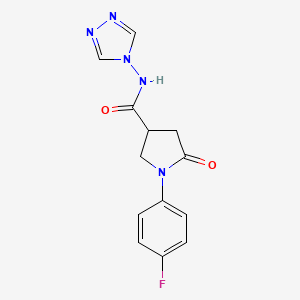 molecular formula C13H12FN5O2 B11010716 1-(4-fluorophenyl)-5-oxo-N-(4H-1,2,4-triazol-4-yl)pyrrolidine-3-carboxamide 