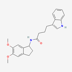 molecular formula C23H26N2O3 B11010759 N-(5,6-dimethoxy-2,3-dihydro-1H-inden-1-yl)-4-(1H-indol-3-yl)butanamide 