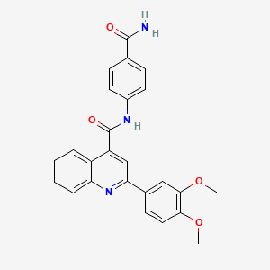 molecular formula C25H21N3O4 B11010779 N-(4-carbamoylphenyl)-2-(3,4-dimethoxyphenyl)quinoline-4-carboxamide 