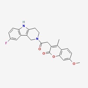 molecular formula C24H21FN2O4 B11010793 3-[2-(8-fluoro-1,3,4,5-tetrahydro-2H-pyrido[4,3-b]indol-2-yl)-2-oxoethyl]-7-methoxy-4-methyl-2H-chromen-2-one 