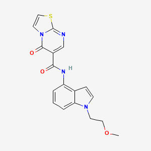 molecular formula C18H16N4O3S B11010801 N-[1-(2-methoxyethyl)-1H-indol-4-yl]-5-oxo-5H-[1,3]thiazolo[3,2-a]pyrimidine-6-carboxamide 