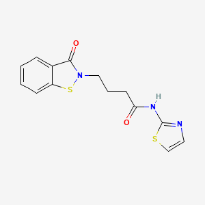 molecular formula C14H13N3O2S2 B11010830 4-(3-oxo-1,2-benzothiazol-2(3H)-yl)-N-(1,3-thiazol-2-yl)butanamide 